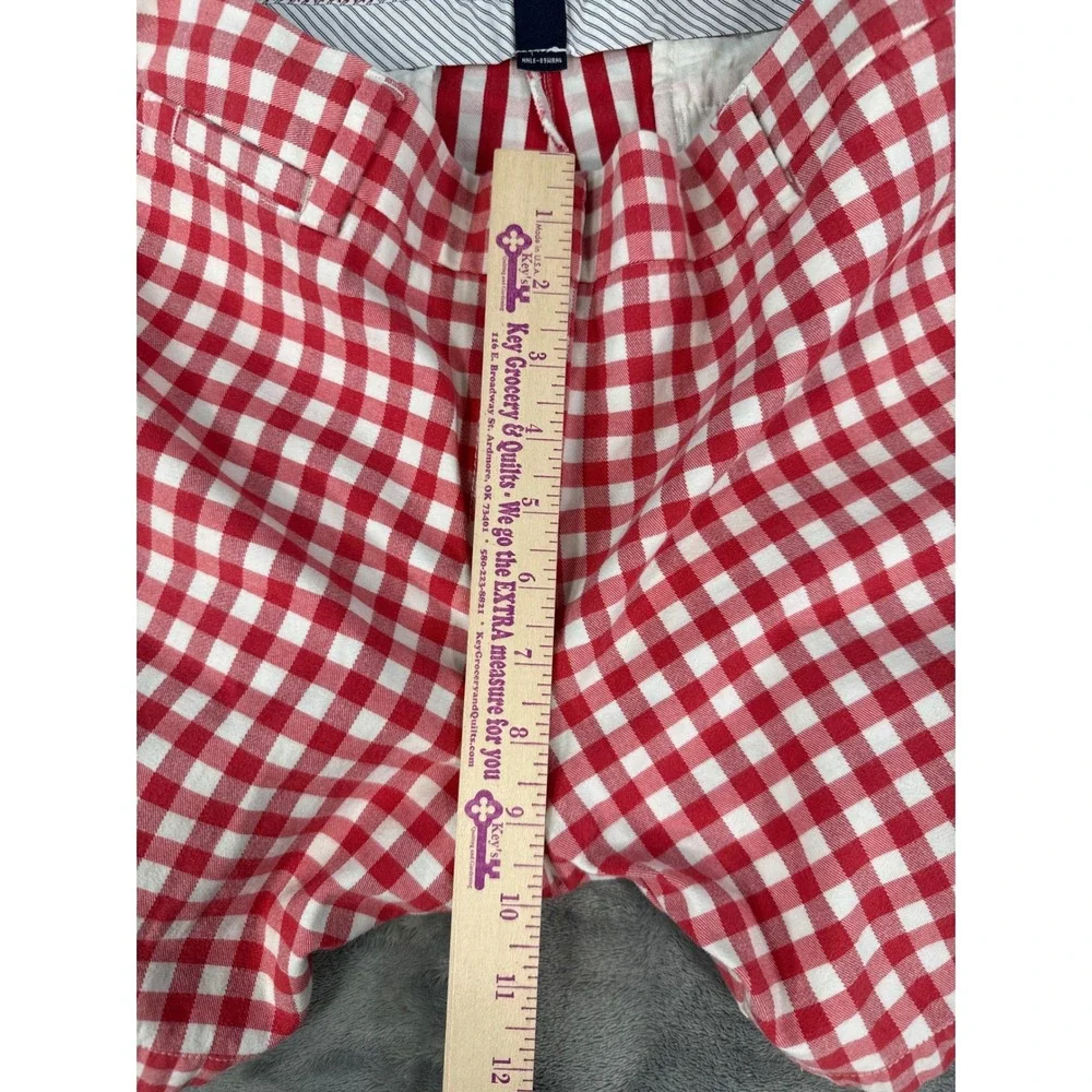 Lands End Red White Gingham‎ Shorts 10P Mid Rise Stretch 10